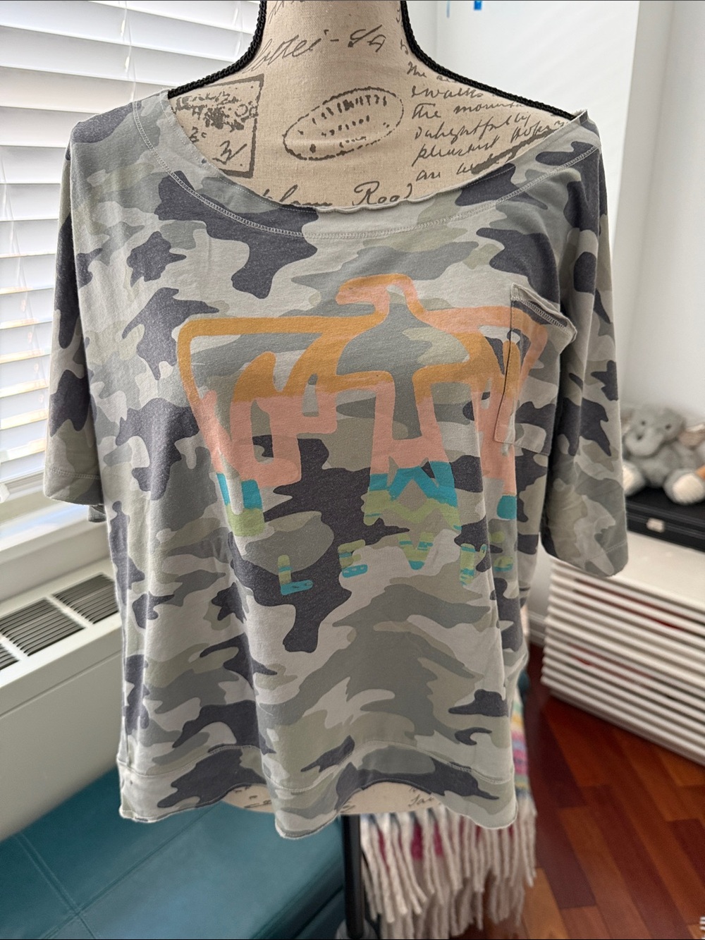 Levi's Green Camo Short Sleeve Tee with Orange Accent